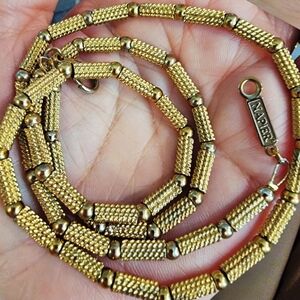 #Vintage #Napier #23K Gold Plated 23" Cylindrical Chain Necklace 39grams Signed